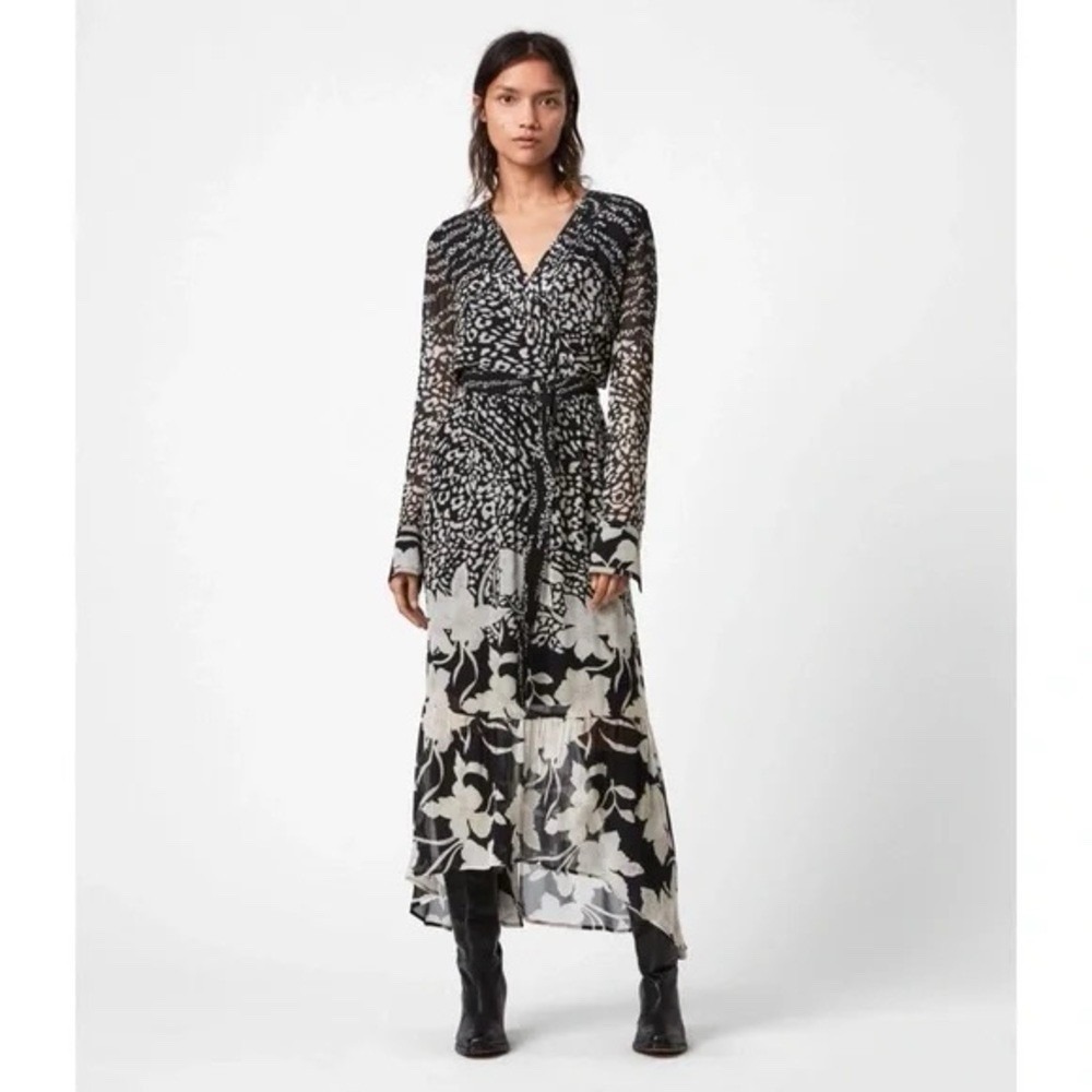 ALLSAINTS Florence Tempo Floral Print‎ Wrap Dress Size 2